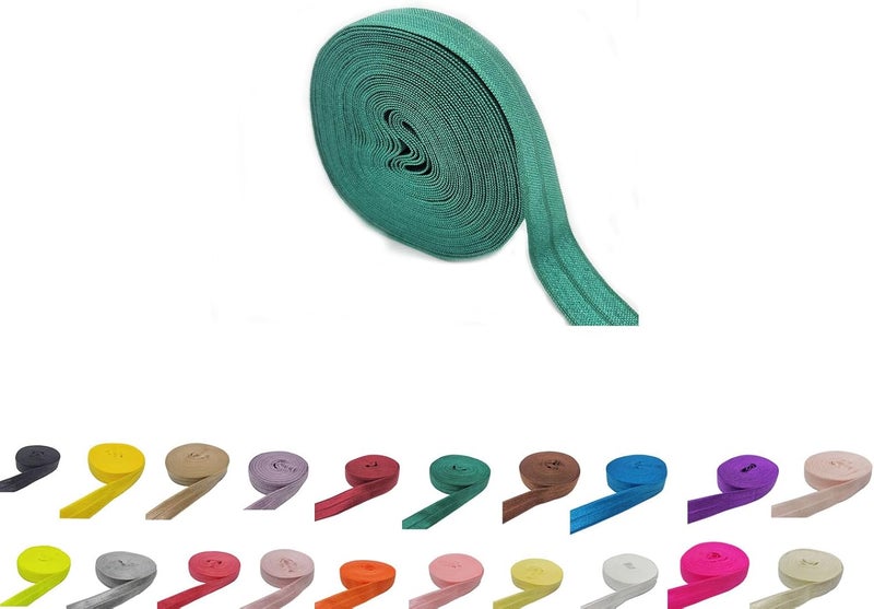 FAYADA Fold Over Elastic,5/8" Foldover FOE Trim Elastic Ribbon,Stretch FOE Band for Hair Ties Headbands Sewing Craft -5 Yards (Forest Green) - Image 1